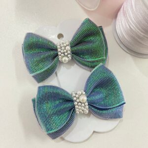 Par de Laços Verde com Pérolas