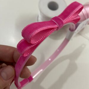Tiara com Laço Rosa - Veludo