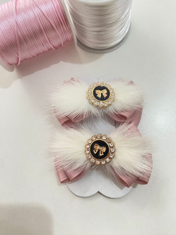 Par de Laços com Aplique de Laço Rosa