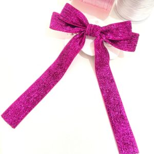 Laço Rosa e brilho com Pontas.