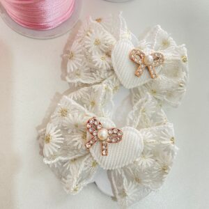 Par de Laço coração Branco