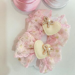 Par de Laço Coração Rosa