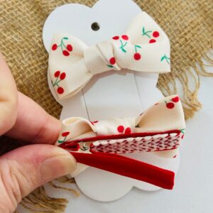 Mini Par de Laços off-white Cereja