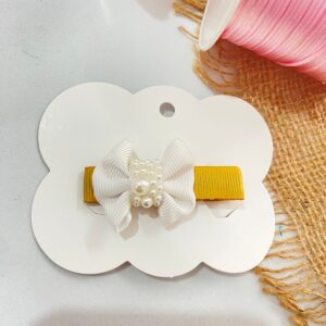 Mini Laço Branco e dourado