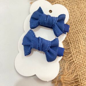 mini par de laços jeans azul