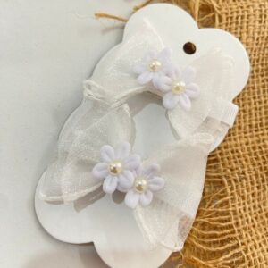 Mini par de laço branco