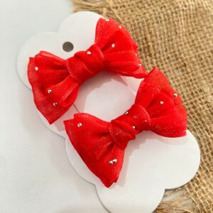 mini par de laços vermelho