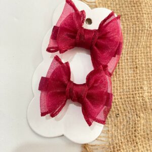 Mini par de laço bordô