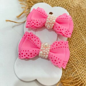 mini par de laços Rosa