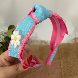 Tiara Turbante Rosa e Azul