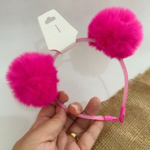 Tiara com pompom Rosa
