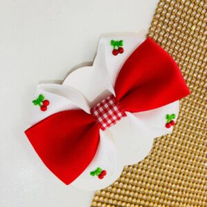 Laço Cereja Branco e Vermelho