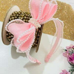 Tiara Turbante Rosa com Pérola.