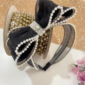 Tiara Turbante Preto com Pérola.