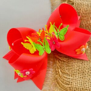 Laço Borboleta Laranja Neon