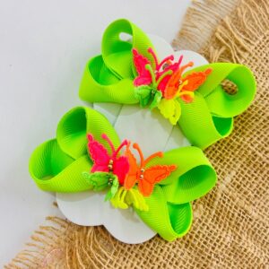 Par de Laço Borboleta Verde Neon